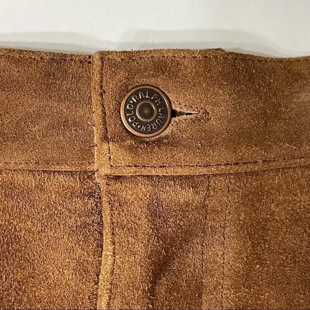Ralph Lauren Vintage 100% genuine leather suede skirt VTG - Picture 9 of 12